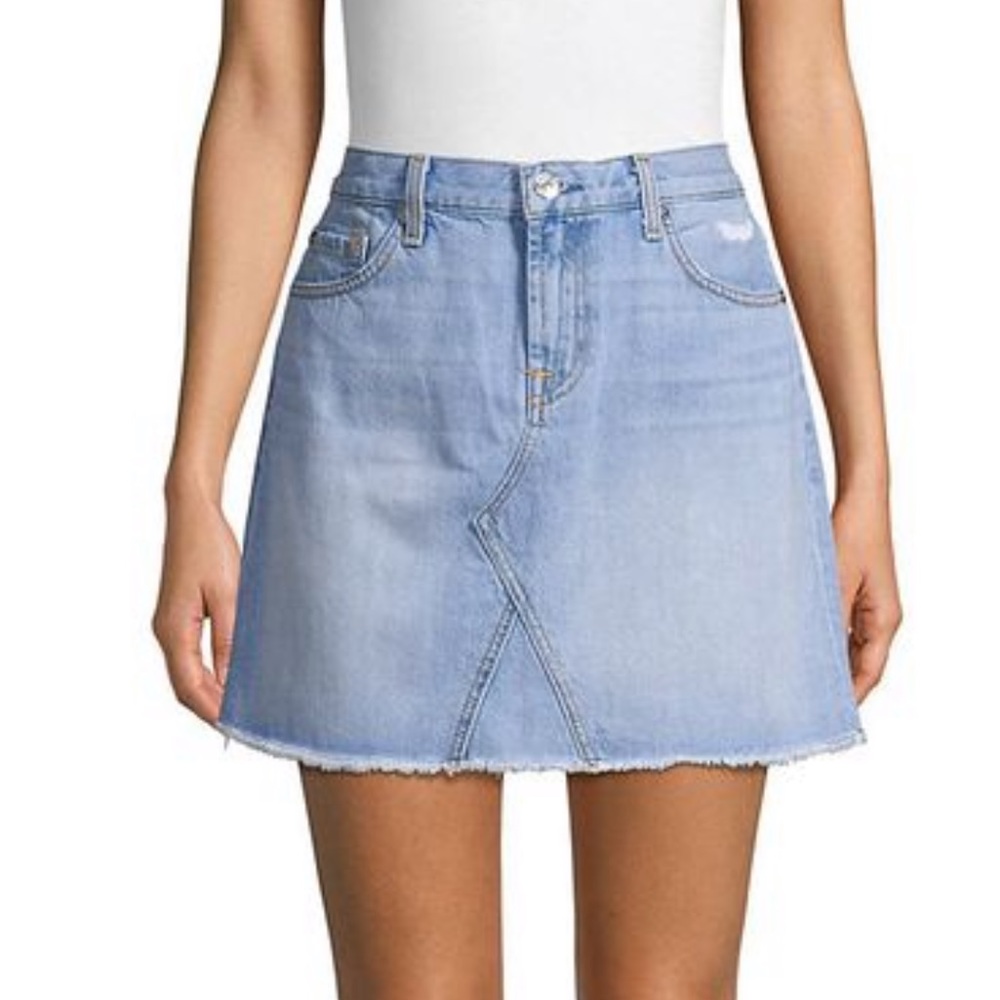 7 For All Mankind Frayed Denim Skirt